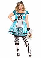 Alice in Wonderland, costume dress, lacing, lace trim, puff sleeves, plus size